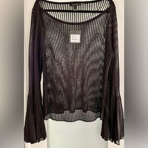 St. John Sheer Rib Bell Sleeve Top • Size XL • NWT (retail $895)
